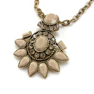 J. Crew Gold Necklace with Cream Floral Pendant